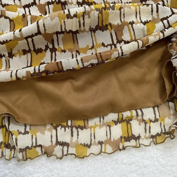 BCBGMaxazria Women's Boho Bell Sleeve Sheer Lined Mini Dress Size XS Gold Brown - Picture 5 of 11